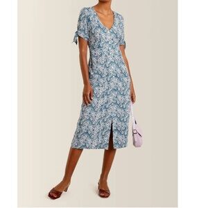 Rouje Liena button Down Short Sleeve Floral Midis Dress 36/Small